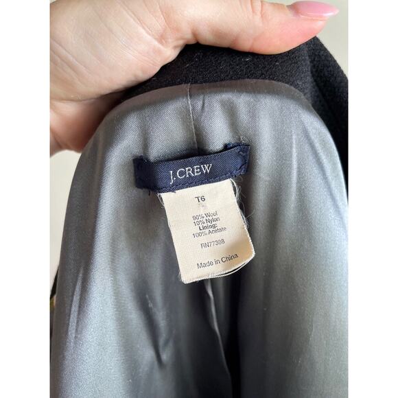 J.crew Lady Day Long Pea Coat Italian Wool Black Fitted Tailored 6 Tall - Picture 10 of 12